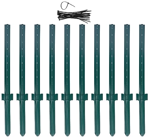 (4 Sizes: 4-5-6-7 Feet) LADECH 4 Feet Sturdy Duty Metal Fence Post with 20 Zip Ties – Garden U Posts for Fencing (4 Feet - Heavy - Set 10) - style: 4 Feet - Heavy - Set 10