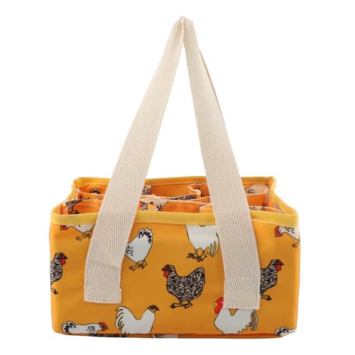 Eggs Collecting Basket, Large Egg Bags with 9 Pouches, Durable Canvas Egg Holder for Duck, Chicken, Goose Eggs(COLOR:Yellow) - color: Yellow