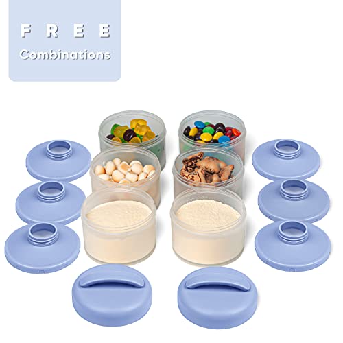 Termichy Stackable Formula Dispenser Portable: Milk Powder Container to go | Separated Compartments Premeasure Storage - Mess-Free Funnel Spout for No-Spill Pouring - for Home or Travel Use - color: Blue