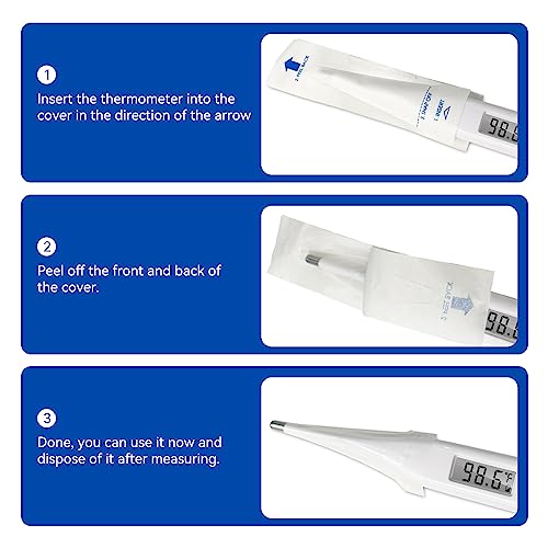 Berrcom Disposable Digital Thermometers Probe Covers Set of 100 Oral Rectal Thermometer Probe Cover Universal Thermometers Sleeves for Adult and Kids - color: White