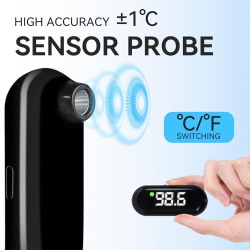 Medical Forehead Thermometer, Rechargeable Thermometer for Adults and Kids, Portable Infrared Digital Thermometer with Fever Alarm and LCD Display, Fast Accurate 1s Instant Results (Black) - color: BLACK