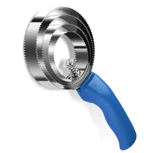 Double Sided Stainless Steel Curry Comb With Soft Grip, Shedding & Grooming Tool For Dogs, Cattle & Horses (Blue) - color: Blue