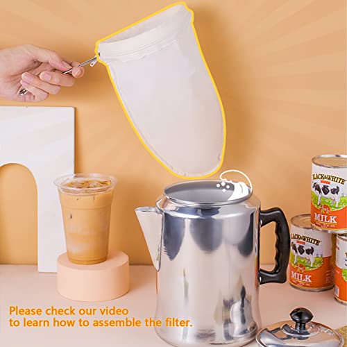 3 PCS Fine Mesh Strainer Bags with Handle, Reusable Nut Milk Bag Thai Tea Strainer, Cheesecloth for Straining NutMilk Coffee Milk Juices Honey Wine Oil - color: 3 Medium Size
