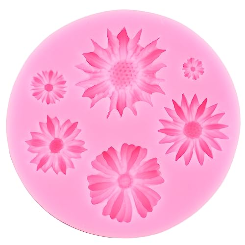 Mujiang Flower Silicone Molds Rose Daisy Hibiscus Fondant Mold Set Of 4 | Plumeria Flower Chocolate Mold Wedding Birthday Cake Decorating Cupcake Topper Candy Polymer Clay Resin Gum Paste - color: Style F