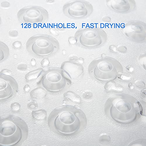 AmazerBath Bath Tub Mat, Medium Size 27.6 x 15 Inches Non-Slip Shower Mats with Suction Cups and Drain Holes, Bathroom Bathtub Mats Machine Washable (Clear) - color: Clear, size: 27.6" x 15" (Rectangular)