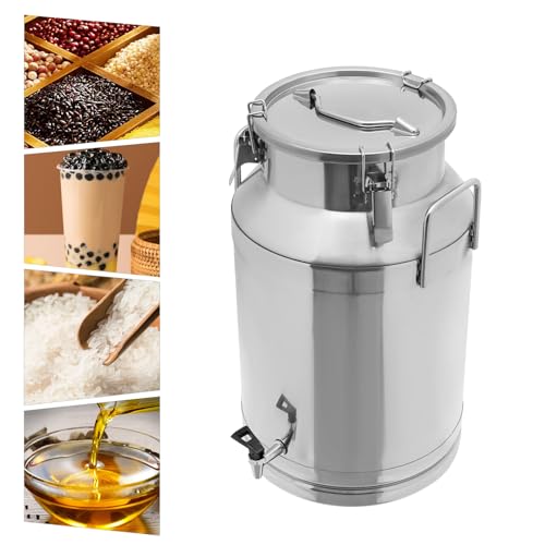40L/10.57Gal Milk Can with Faucet, Stainless Steel Milk Transport Cans Wine Pail Bucket Tote Jug Pot Oil Liquid Storage Barrel with 2 Handles Milk Container with Lid for Grain Wine Liquid - color: 40l-10.57gal With Faucet