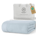 Threadmill Luxury Cotton Blankets for Queen Size Bed | All-Season 100% Cotton Queen Size Blanket | Herringbone Cozy, Soft Breathable Fall Thermal Blanket fits Full Size Bed | Light Blue | All-Season Thermal Blanket, Soft & Breathable, Cozy Moisture-Wickin