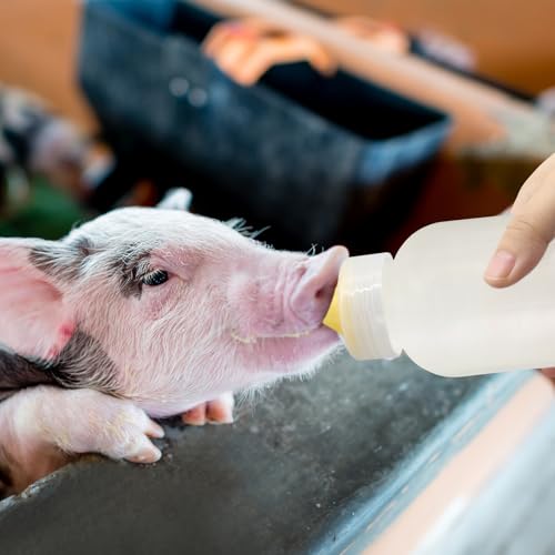 Lamb&Goat Feeding Bottle 2Pcs 500ml Lamb Nipple and Bottle Reusable Small Animal Care Milk Bottle for Farm Supplies