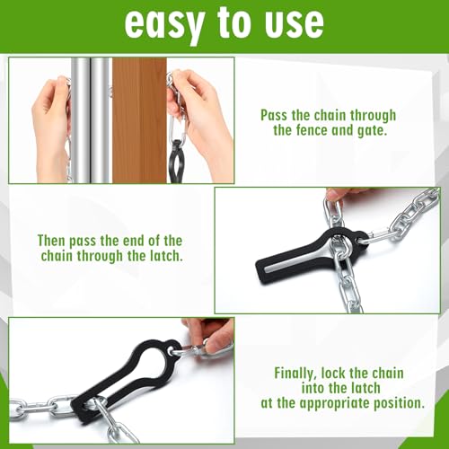 2 Pcs 43 Inch Universal Gate Chain Lock with Quick and Easy Chain Lock for Livestock Gate, Outdoor Fences, Pet Cages, Dog Horse Goat Cow Farm Fences Corral Supplies