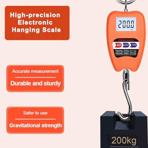 Hanging Weight Scale Industrial Heavy Duty for Farm, Hunting, Bow Draw Weight, Big Fish & Hoyer Lift with Accurate Sensor Digital, Professional (200kg/orange) - color: 200kg/orange