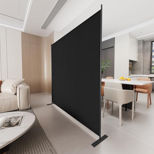 C-Hopetree 1 Panel Room Divider, 6 Ft Tall Indoor Folding Privacy Screen, Portable Partition Separator, Freestanding Separation Temporary Wall for Office, Bedroom, 71" W X 71" H, Black - size: 1-Panel