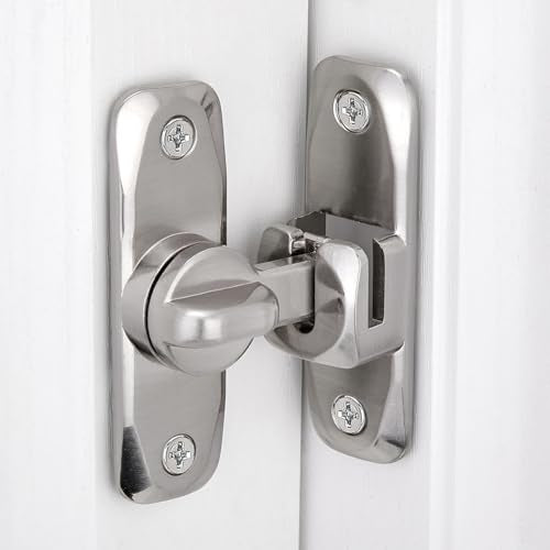 2 Packs Silver Barn Door Latches,90/180 Degree Gate Lock_B | Zinc Alloy Right Angle Door Lock Latch,Flip Gate Latches,Sliding Door Latch Lock,for Cabinets,Fence Gates,Pet Cage - color: Silver