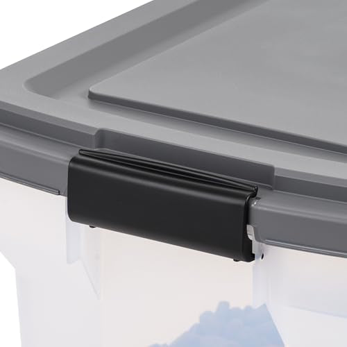 IRIS USA Dog Food Storage Container, Up to 40 lbs, Dark Gray, Made in USA | Includes 2-Cup Scoop & Wheels, Airtight Seal, BPA-Free, Bird Seed, Cat food, Cat Litter, Treats, Keeps Kibble Fresh - color: Dark Gray, size: 40 lbs