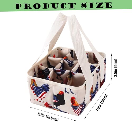 Eggs Collecting Basket, Durable Canvas Egg Basket with Plastic Board, 9-Pouch Chicken Egg Holder Bag for Gathering Fresh Eggs, Egg Gathering Basket and Multipurpose Chicken Holder Bag (American flag)