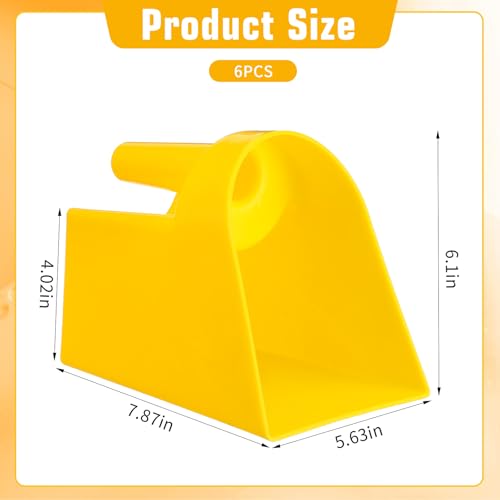 6 Pcs Plastic Enclosed Feed Scoop Heavy Duty Durable Stackable Horse Yellow Feed Scoop for Livestock Animal Ranchers Homesteaders Farmers, 2 Qt