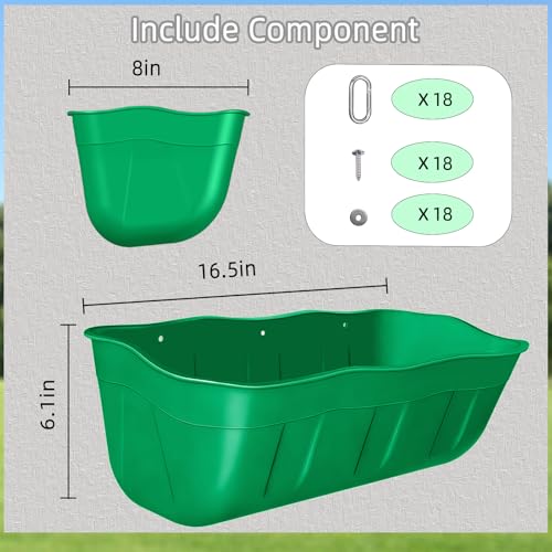 Hanging Goat Feeders,Chicken Feeder Waterer,Large Feed Trough 7.5 Quart 6 Pack,Hanging Fence Feed Trough for Poultry Livestock,Green - color: Green, size: 7.5 Quart (6 Pack)