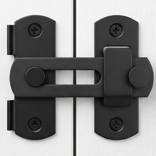 DOUBLE 2 C Barn Door Lock, Sliding Door Lock Hardware, Carbon Steel Door Latches for Cabinet, Closet, Window Door, Black - style: 1 Pack