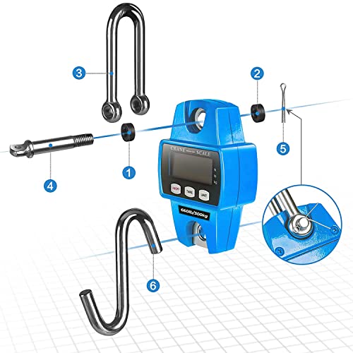 Digital Hanging Scale 660 LB 300 KG - Professional Heavy Duty Waterproof Fish Scale - Portable Durable Crane Scale for Luggage Weight Suitcase Hunting Farm Bike Bow Fish Weight Fishing Scale - color: Blue, size: Standard
