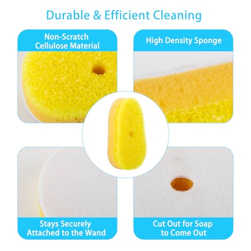 8 Packs Dish Wand Sponge Refills Compatible with Scrub Daddy - Replacement Heads, Dish Scrubber Brush for Cleaning Stuck-on Food, Sponge Replacement Heads for Kitchen Cleaning, (Only Refills)