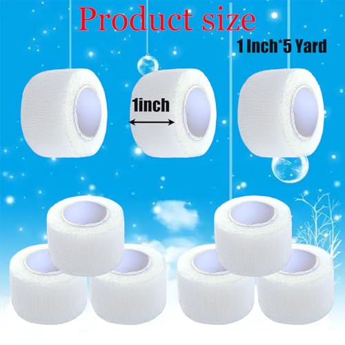 12 Pack Self Adhesive Wrap Bandage - Vet Wrap for Pets, Stretch Self-Adherent Cohesive Tape Breathable Athletic Tape Rolls (1 Inches x 5 Yards Each, White) - color: Blue