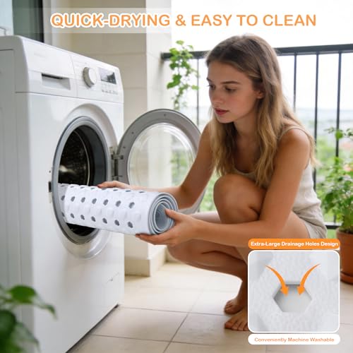 Yimobra Bathtub Mat Non Slip, 34.5"X15.5" Long Shower Mat for Inside Shower, Machine Washable Bath Mat with Drain Holes & Strong Suction Cups, Soft on Feet, Bathroom Essentials, White - color: White, size: 34.5 X 15.5 Inch