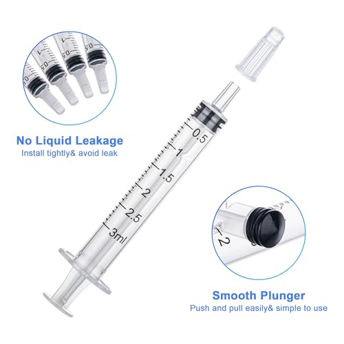 12Pack 3ml Syringes with Cap, Oral Syringe without Needle for Liquid, Measuring, Refilling, Oil, Glue Applicator - style: 3ML