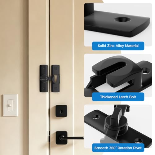 ESINAM Door Latch, Barn Door Lock，Black, 2-Pack | 90/180° Sliding Barn Door Lock Latch，Heavy Duty Flip Latch, With Screws, For Bathroom, Garden and Cabinet - color: Black