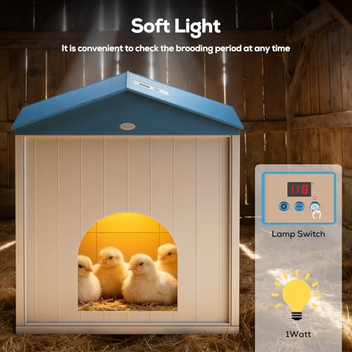Chick Brooder Plate for Chicks Temperature Control & Display, 11.4"Lx11.2"W | Chicken Brooder Box for Chicks with Thermostat Fan & Light, 6.5Ft 110V Power Cord Brooder Heater 50W Chick Heat Plate