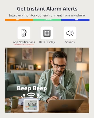 SwitchBot Meter Pro, Digital Hygrometer & Thermometer - Wireless Indoor Temperature & Humidity Monitor with Bluetooth App Control, Real-Time Alert - size: Meter Pro+Outdoor Meter