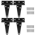 HILLMASTER 4 Inch T-Strap Hinges Shed Window Door Hinges Gate Strap Hinges Heavy Duty Black Tee Hinge Wrought Gate Hardware Post Small T Hinges for Wooden Fences,Shutter,Yard,Barn Door,Outdoor(4 Pack) - size: 4in 4Pack