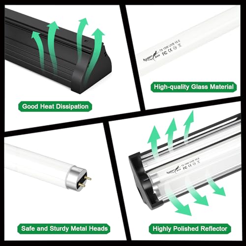 UVB Light for Reptiles Bearded Dragon, T8 UVB Reptile Light Fixture HO UVB Bulb Lighting Combo Kit 10.0 15W UVA UVB Reptile Light Bulb Terrarium Lamp Tube Bar for Snake Gecko Turtle Lizard, 18 Inch - size: T8-18Inch