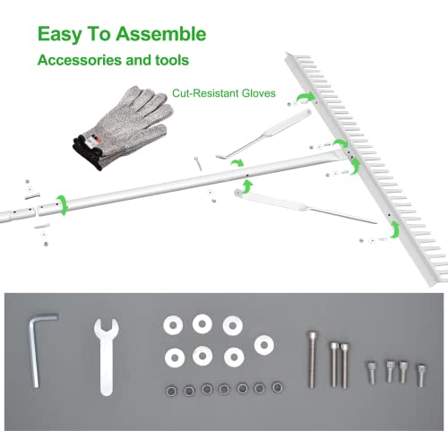 Landscape Rake, 36" Head Aluminum Lake Weed Rake for Lawns Lake Garden Pond | Heavy Duty Rake with 67 Inch Handle, for Loosening Soil, Landscaping Lawn Care, and Beach Care