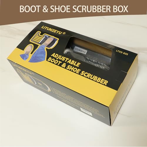 Heavy Duty Boot Scraper Brush with Removable Tray - Adjustable Extra Wide Shoe Scrubber for Indoor & Outdoor - Mud, Dirt & Snow Cleaner for Garage, Garden & Farm