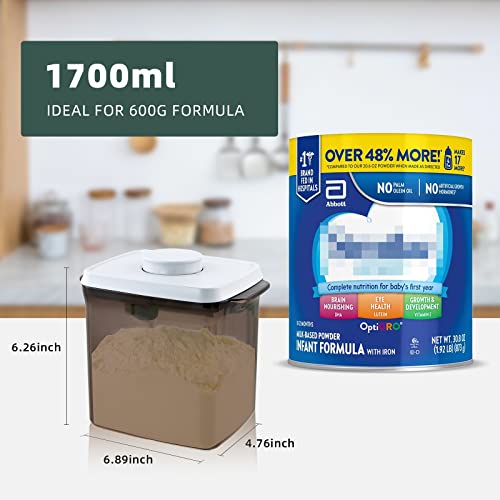 Baby Formula Container, 21oz Airtight Canister with One-Hand Pop Lid, Brown | BPA-Free Storage Holder with 5g Scoop, Scraper and Scoop Holder for Daily Bottle Prep, Baby Cereal, Milk Powder and Dry Foods - color: 21 oz - Brown