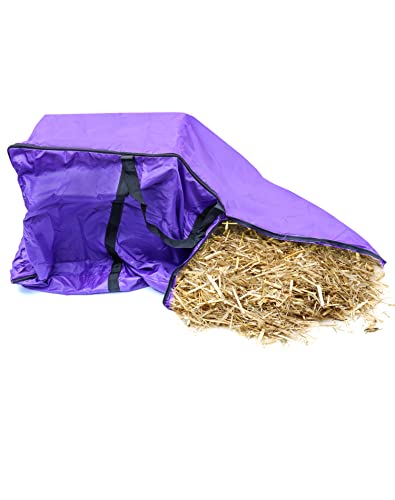 QWORK Hay Bale Storage Bag, 420D Horse and Livestock Hay Bale Bag, Large Tote Waterproof Collapsible Bag Hay Bale Carry Bag with Zipper, Stronger Handles Wrap Storage Bags Totes - size: 2 pack