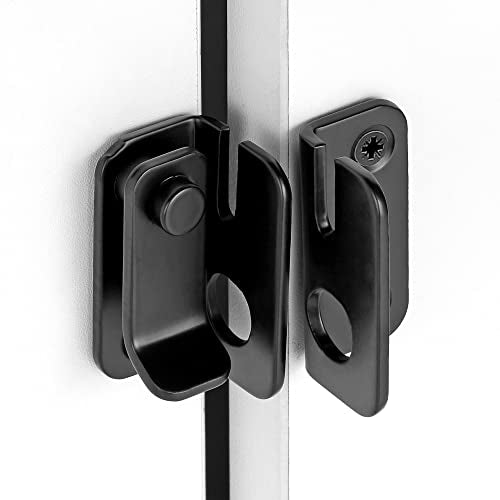 2 Set Black Flip Latches with Padlock Hole，1.81”x1.77”Slide Bolt Latch | Stainless Steel Sliding Barn Door Lock ,for bedroom,drawer,Wine Cabinet,cabinet,garage,window,pet enclosures - color: Small_Black_2 Pack