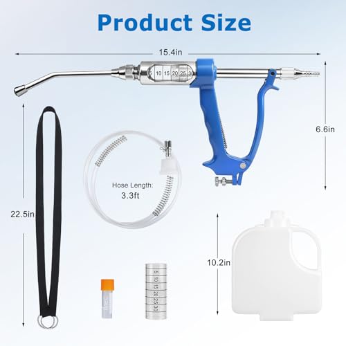 30 ML Adjustable Metal Feeding Gun - Continuous Drench Gun with Large-Capacity Portable Tank, Safe for Sheep, Cattle, Pig, Horse & Various Livestock