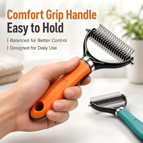 Double Sided Pet Grooming Rake, Extra Wide Deshedding Brush for Dogs Cats, Professional Long Hair Pet Shedding Comb Effectively Reduces Loose Hair (green) - color: green