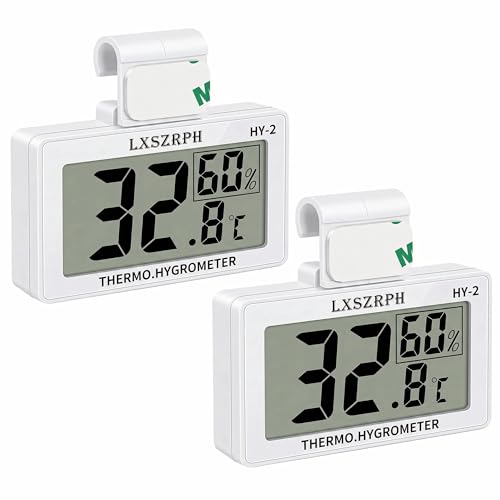 Reptile Hygrometer Thermometer, Digital Amphibian Hygrometer Thermometer with Hook, Temperature Humidity Meter Gauge for Reptile Tanks, Terrariums, Vivarium, LCD Display (2 Packs) - size: 2 packs