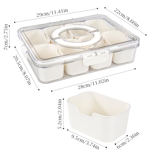 Amzcku Divided Serving Tray with Lid and Handle - Snackle Box Charcuterie Container (Pack of 2) - size: 2 pack 8 Compartments