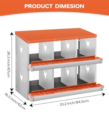 Garvee Chicken Nesting Box, 6 Compartment Metal Nesting Box | Wall Mount Chicken Nesting Boxes for Laying Eggs,Easy Egg Collection,6 Room Nest Boxes for Chickens - color: Red, size: 8 Compartment Chicken Nesting Box