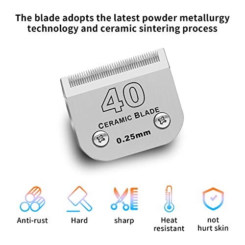 40# Dog Grooming Ceramic Blades,Compatible with Andis,Oster A5,Wahl KM10 | Size 40# Detachable Blade 1/100-Inch 0.25MM Cut Length,3 Pack - size: 3pc 40:1/100''(0.25mm)