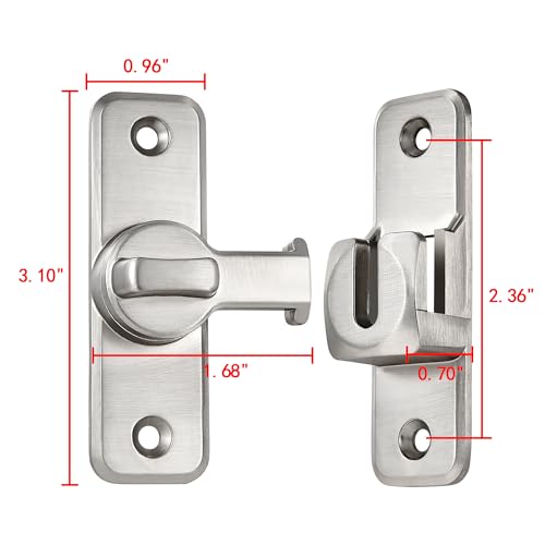 2 Pcs Silvery 90/180 Degree Flip Latch,Zinc Alloy Barn Door Latch | Right Angle Door Lock Latch,Sliding Door Latch Lock,for Cabinets,Bedroom,Fence Gates,Window,Garden,Garage,Pet Cage - color: Silvery