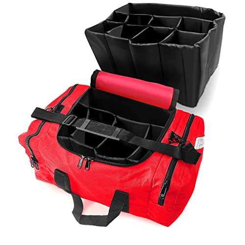 ASA TECHMED Large EMT First Responder Trauma Medical Bag Empty for Home 21x12x9 Inches, Office, School, EMTs, Paramedics, First Responders, Red - color: Red