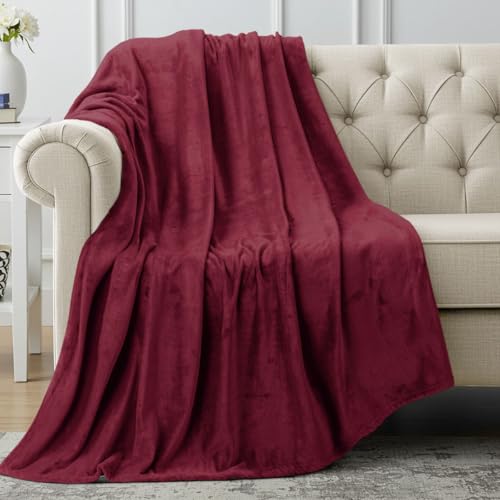 Utopia Bedding Soft Fleece Bed Blanket Throw Size Burgundy (50x60 Inch) | Microfiber Plush Warm Lightweight Breathable Cozy Blanket Anti-Static, All Season Use, Gift for Women and Men - color: Burgundy, size: Throw (50x60 Inch)