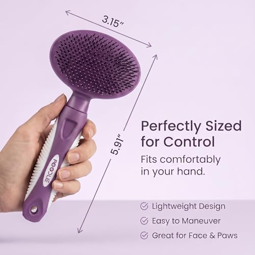 Round Bristle Pet Brush for Dogs and Cats - Soft Dog Brush for Grooming Short or Long Hair - Gentle Tool for Sensitive Skin Removes Dander, Dirt, and Detangles (Purple) - color: Purple