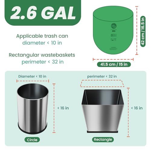 RAYTID Compostable trash Bags 2.6 Gallon Compost Bags for Kitchen Countertop Bin 1.3,2,3, Gallon, 120 Count,Small Kitchen Food Scrap Waste Bags,ASTM D6400, US BPI & Europe OK Compost Home Certified - color: 2.6G-120count