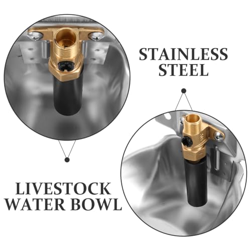 Totority Automatic Cow Water Bowl Stainless Steel Livestock Water Feeder Float Valve for Cattle Sheep and Pigs Convenient Self-Filling Design