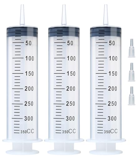 3pcs 350ml Syringes, Extra Large Plastic Syringes for Glue Dispensing, Scientific Labs, Watering, Refilling, Multiple Uses - style: 350ml