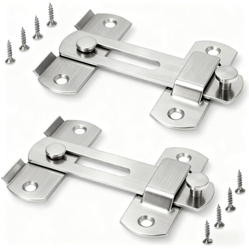 2 Pack Premium Barn Door Lock, 4-Inch Sliding Door Latch, Silver | Rust & Scratch-Resistant, Easy Installation, Heavy Duty Hardware, Fits Barn, Bathroom, Garage, Cabinet Doors And More - color: Silver